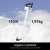 A cordless vacuum cleaner is shown floating against a sky and cloud background, with text highlighting its power and weight. Anteprima dell’immagine prodotto