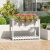 vidaXL Fioriera con ripiano bianco 111,5x54x81 cm in legno Anteprima dell’immagine prodotto 2