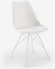 A white designer chair with a metal base against a white background. Produktbild-Vorschau