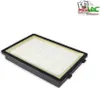A vacuum cleaner filter is shown on a white background with a logo in the top right corner. Produktbild-Vorschau