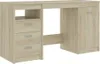 A light brown wooden desk with drawers and a cabinet is shown against a white background. Podgląd zdjęcia produktu