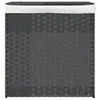 Wäschekorb mit 2 Fächern Grau 53x35x57 cm Poly Rattan Produktbild-Vorschau 3