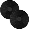 Two black circular carbon filters for a kitchen hood, arranged diagonally. Produktbild-Vorschau