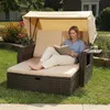 Mucola Fauteuil-cabine de plage en rotin Lit de bronzage Voir les images du produit 9