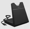 A black Jabra charging stand with a USB-C cable attached. Produktbild-Vorschau