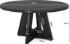 A black round dining table with dimensions indicated by white lines and text. Anteprima dell’immagine prodotto