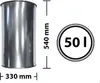 A diagram showing a metal bucket with dimensions and capacity. Produktbild-Vorschau