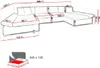 Diagram showing the dimensions of a sectional sofa. Náhled obrázku produktu