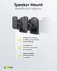 A black speaker mount is shown attached to a white wall, with text describing its benefits. Podgląd zdjęcia produktu
