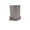 A close-up view of the base of a gray trash can with a foot pedal. Produktbild-Vorschau