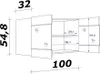 A technical drawing of a cabinet with dimensions. Náhled obrázku produktu