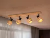 Deckenstrahler innen 4 flammig mit Holz und Lampenschirmen Produktbild-Vorschau 1