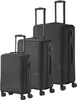 Three black suitcases of different sizes are arranged diagonally on a white background. Produktbild-Vorschau