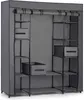 A gray fabric wardrobe with shelves and a hanging rod. Náhľad obrázku produktu