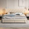 ProximaX Beige-Samt-Polsterbett mit Maßen 180x200cm, Produktbild-Vorschau 6