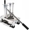 A vertical potato chip cutter machine made of metal, shown against a white background. Náhled obrázku produktu