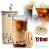 2er 24OZ Bubble Tea Becher Trinkgläser Masongläser mit Produktbild-Vorschau 2