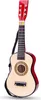 A toy guitar with a red headstock and body, and a natural wood finish on the main body. Náhled obrázku produktu