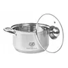 A stainless steel pot with a glass lid, shown on a white background. Produktbild-Vorschau