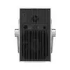A black projector with silver accents on a white background. Produktbild-Vorschau