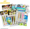 A collection of fishing lures and accessories, with packaging and labels. Produktbild-Vorschau