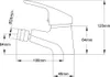 A technical drawing of a faucet with dimensions indicated. Náhľad obrázku produktu