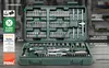 An open toolbox filled with various tools, with promotional text and logos on the left side. Produktbild-Vorschau