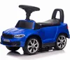 A blue ride-on car for children, resembling a BMW M5, shown from a three-quarter front angle against a white background. Produktbild-Vorschau