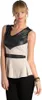 Damen Peplum Bluse Mesh Kunstleder; Beige S/M 36/38 Produktbild-Vorschau 2