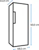 A diagram showing the dimensions of a refrigerator. Produktbild-Vorschau