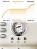 A diagram showing the relationship between temperature and coffee taste, overlaid on a close-up of an espresso machine's control panel. Náhled obrázku produktu