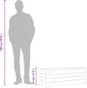 A diagram showing the dimensions of a planter box next to a silhouette of a person for scale. Náhľad obrázku produktu