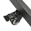 A close-up view of a black caster wheel with a brake mechanism attached to a black metal frame. Náhled obrázku produktu