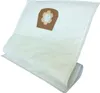 A white vacuum cleaner bag with a brown cardboard attachment. Produktbild-Vorschau