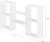 A white, multi-shelf wall unit is shown against a white background with dimensions indicated. Voir les images du produit