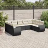 9-tlg. Garten-Sofagarnitur mit Kissen Schwarz Poly Rattan Produktbild-Vorschau 2