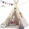 Detský stan teepee JULIA, 120x120x160cm, béžová/ružová Náhľad obrázku produktu 1