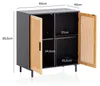 FineBuy Credenza 80x86,5x40 cm Cassettiera nera con vimini Anteprima dell’immagine prodotto 3