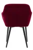 A back view of a red velvet armchair with black metal legs against a white background. Produktbild-Vorschau