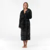 GAUBERT Uni fleece badjas met capuchon, extra lang, zwart, Productafbeelding-voorbeeld 4