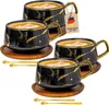Intirilife 4x Tasse aus Keramik im Marmor Design in Schwarz Produktbild-Vorschau 1