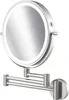 A silver LED makeup mirror mounted on a wall with an adjustable arm. Produktbild-Vorschau