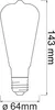 A technical drawing of a light bulb with dimensions indicated. Produktbild-Vorschau