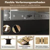 Close-up of a drawer slide mechanism and three inset images demonstrating table extension features. Produktbild-Vorschau