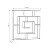 A line drawing of a modern, geometric bookshelf with dimensions indicated. Produktbild-Vorschau