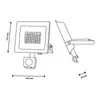 Technical drawing of an LED floodlight with dimensions indicated. Produktbild-Vorschau