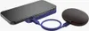 A smartphone is connected to a blue power bank via a blue USB-C cable, and a dark gray charging case is also connected to the power bank. Produktbild-Vorschau