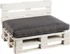 A white wooden pallet sofa with a dark gray cushion. Produktbild-Vorschau