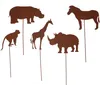 UNUS Deko Gartenstecker Tiere 5er Set aus Afrika Rostoptik Produktbild-Vorschau 1