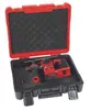 A red and black rotary hammer drill is shown inside its black and red carrying case. Produktbild-Vorschau